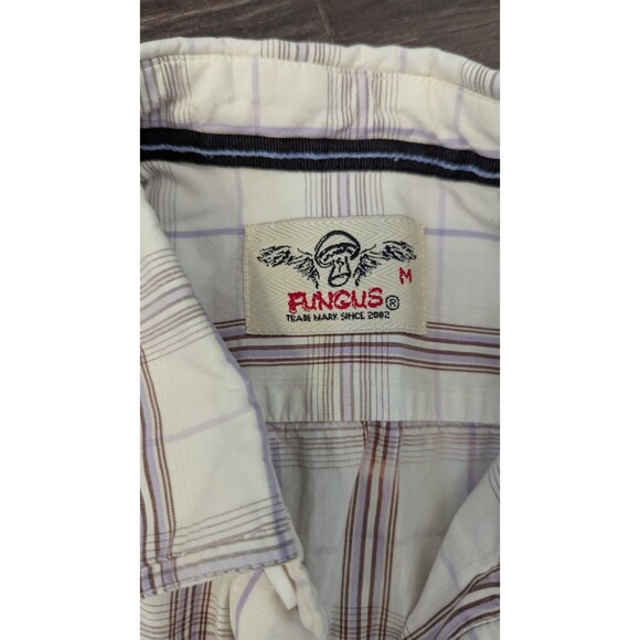 FUNGUS Men's Plaid Long Sleeve Shirt Size Medium (611m) - Picture 3 of 4